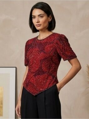Andretta Donatello Vintage Beaded Blouse. Size Large
